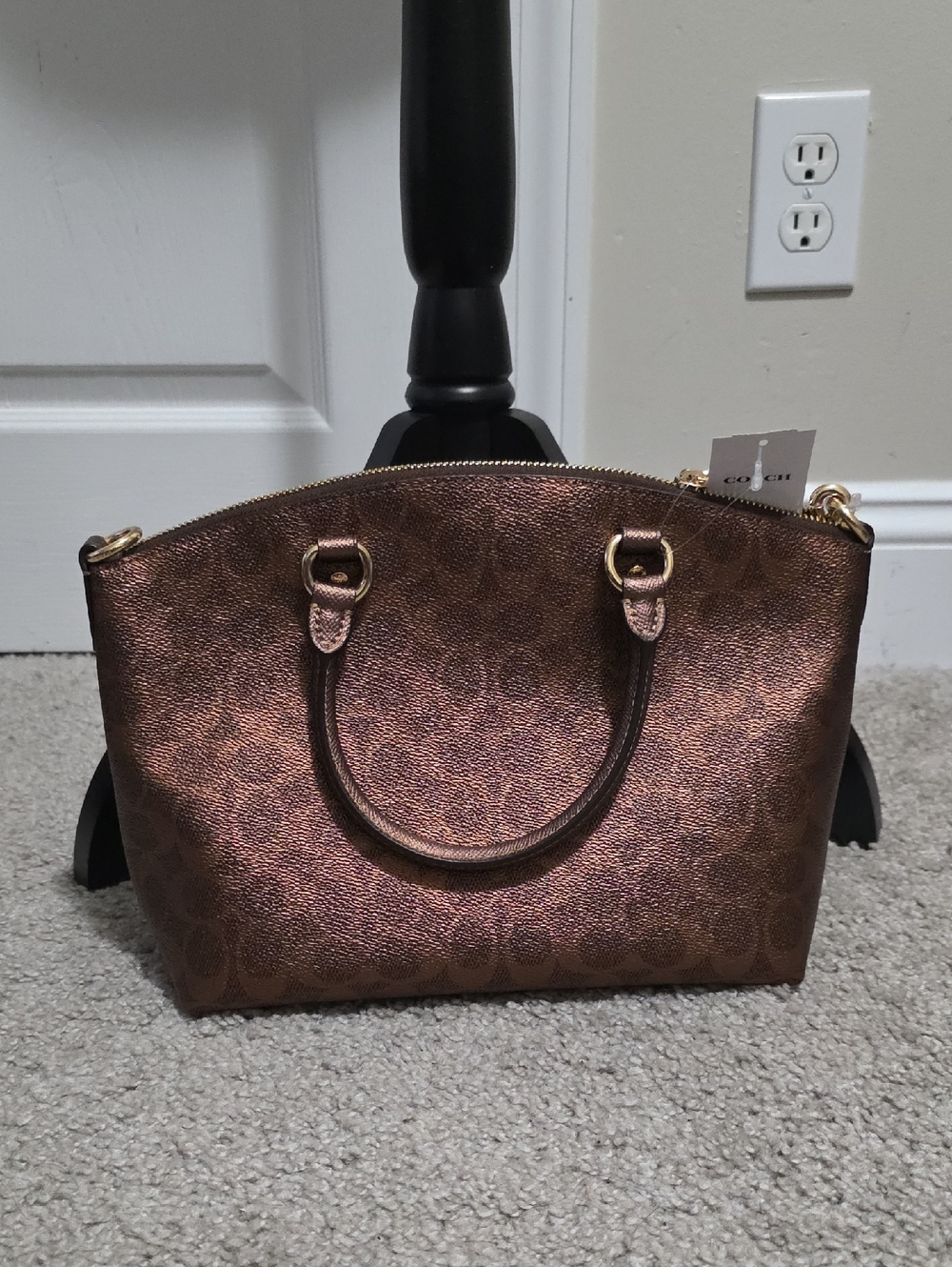 Coach Sadie Satchel Crossbody Bag in Metallic Signature Coated Canvas - Picture 2 of 16